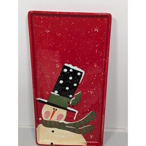 Top Hat Jill Ankrom 15" By 7 1/2" Rectangle Snowman Christmas Serving Platter